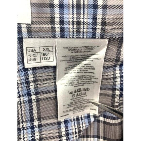 Brooks Brothers XXL Non-Iron Plaid Supima Cotton Long-Sleeve Shirt Gray / Blue - Picture 6 of 10